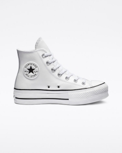 Converse Chuck Taylor All Star Clean Leather Női Magasszárú Fekete/Fehér | VRXBUTH-HU